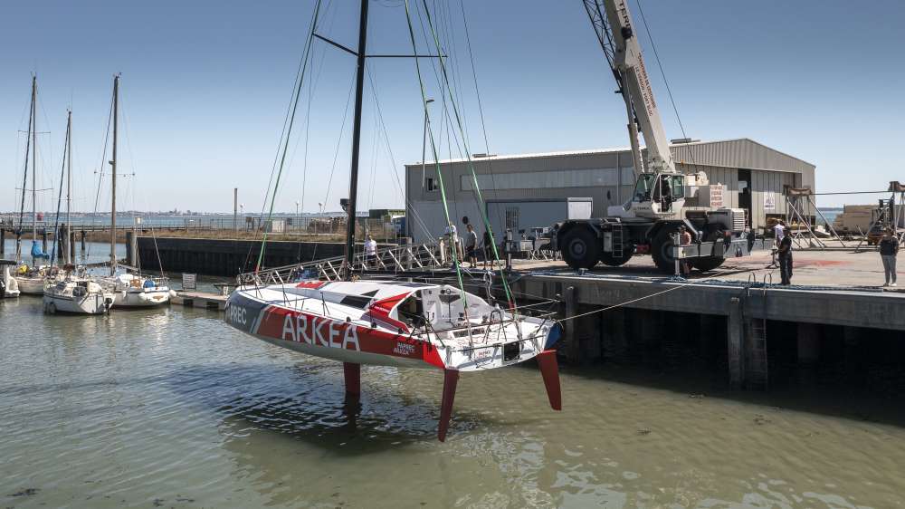 mise à l'eau class40 - Yoann Richomme - laloumulti - paprecarkea - paprec arkea 